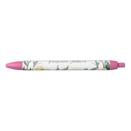 Perzik Waterverf Bloemen met Monogramnaam Zwarte Inkt Pen