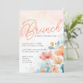 Perzik Waterverf Bloemen Modern Moederdag Brunch Kaart (Staand voorkant)