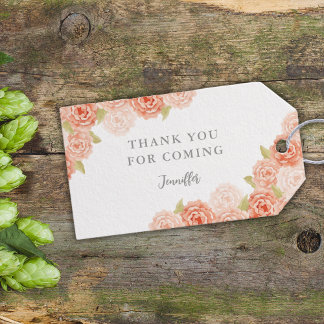 PERZIK WATERVERF BLOEMEN VRIJGEZELLENFEEST CADEAULABEL