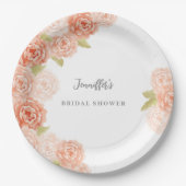 PERZIK WATERVERF BLOEMEN VRIJGEZELLENFEEST PAPIEREN BORDJE (Voorkant)