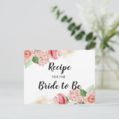 Perzik Waterverf Bloemen Vrijgezellenfeest Recept  Briefkaart (Staand voorkant)