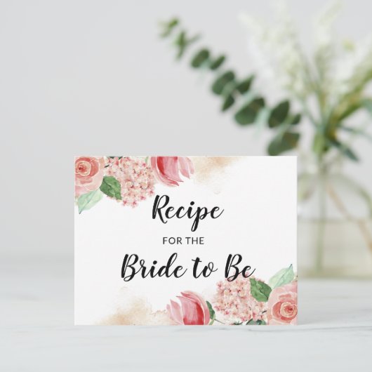 Perzik Waterverf Bloemen Vrijgezellenfeest Recept  Briefkaart (Staand voorkant)