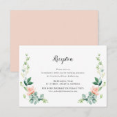 Perzik waterverf bloemenbruiloft receptie kaart (Voorkant / Achterkant)