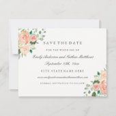 Perzik Waterverf bloemenbruiloft Save The Date (Voorkant)