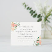 Perzik Waterverf bloemenbruiloft Save The Date (Staand voorkant)