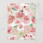 Perzik Waterverf Bloemengrens Bruiloft Schema Informatiekaartje (Achterkant)