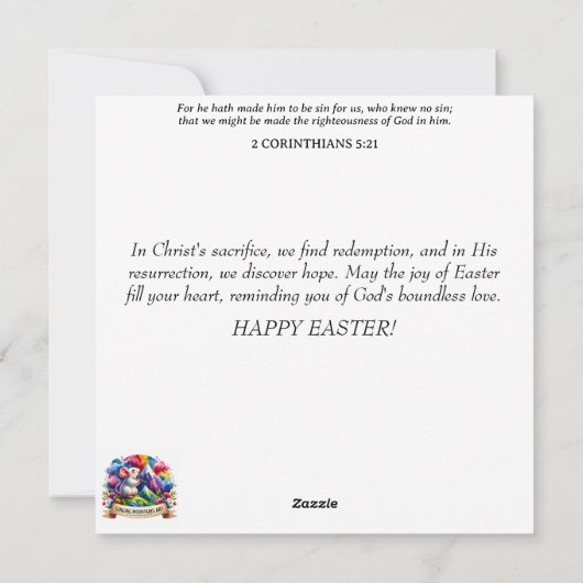 Perzik Waterverf Bloemenkonijn Paasthee Feestdagenkaart (Achterkant)