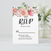 Perzik Waterverf bloemenpatroon Trendy bruiloft RSVP Kaartje (Staand voorkant)