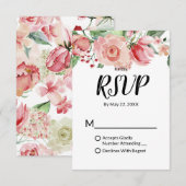 Perzik Waterverf bloemenpatroon Trendy bruiloft RSVP Kaartje (Voorkant / Achterkant)