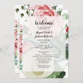 Perzik Waterverf bloemenpatroon trouwceremonie Programmakaart (Voorkant / Achterkant)