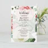 Perzik Waterverf bloemenpatroon trouwceremonie Programmakaart (Staand voorkant)