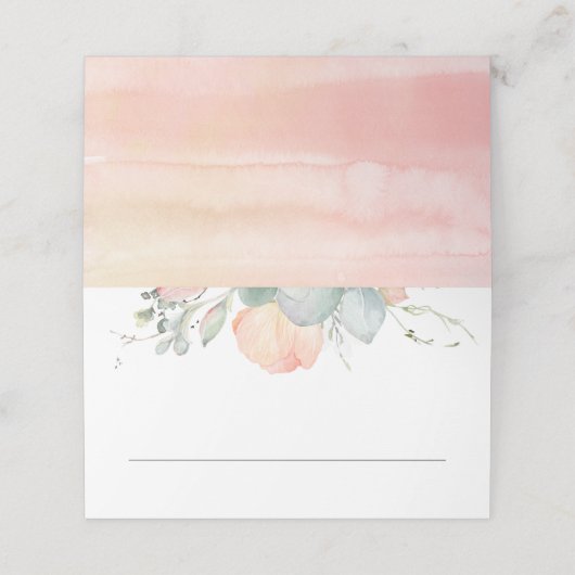 Perzik Waterverf bloesems bruiloft Plaatskaartje (Buitenkant ongevouwen)