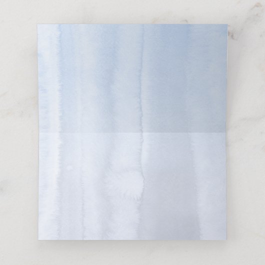 Perzik Waterverf Bloesems Stoffig Blauw Bruiloft Plaatskaartje (Binnenkant ongevouwen)