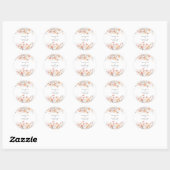 Perzik Waterverf Bruiloft Wildflower  Ronde Sticker (Vel)