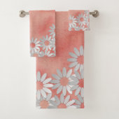 Perzik Waterverf en witte bloemen Bad Handdoek (Insitu)