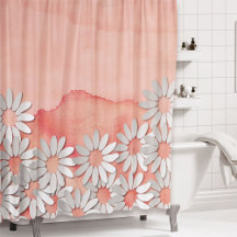 Perzik Waterverf en witte bloemen