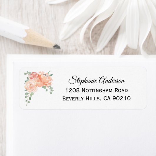 Perzik Waterverf Floral Medley Etiket (Insitu)