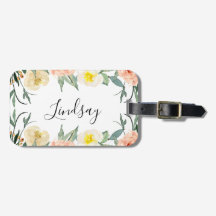 Perzik Waterverf Floral Monogrammen