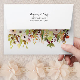 Perzik Waterverf Flowers Retouradres Envelope Envelop