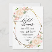 Perzik waterverf geometrisch lijst vrijgezellenfee kaart (Voorkant)