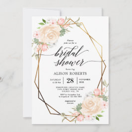 Perzik waterverf geometrisch lijst vrijgezellenfee kaart