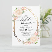 Perzik waterverf geometrisch lijst vrijgezellenfee kaart (Staand voorkant)