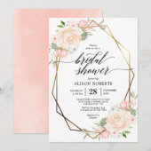 Perzik waterverf geometrisch lijst vrijgezellenfee kaart (Voorkant / Achterkant)