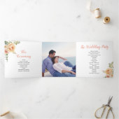 Perzik waterverf, groene bladeren, foto drieluik programma (Binnen)