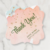 Perzik Waterverf met Gouden Sparkles Dank u Bedankjes Labels (Voorkant)