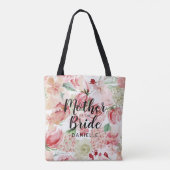 Perzik Waterverf Moeder van de bruid Monogrammed Tote Bag (Achterkant)