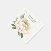 Perzik Waterverf Pioen Bruiloft Papier Servetten (Hoek)