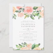 Perzik Waterverf Rozen | Elegant Vrijgezellenfeest Kaart (Voorkant)