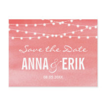 Perzik Waterverf Slingerlichten Save The Date