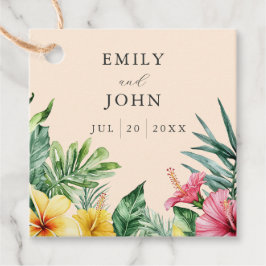 Perzik Waterverf Tropische Bloemen bruiloft Dank u Bedankjes Labels
