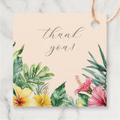 Perzik Waterverf Tropische Bloemen bruiloft Dank u Bedankjes Labels (Achterkant)