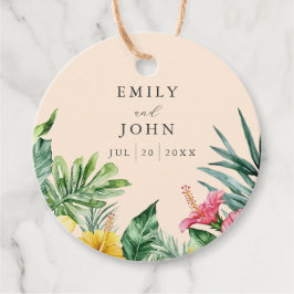 Perzik Waterverf Tropische Bloemen bruiloft Dank u Bedankjes Labels