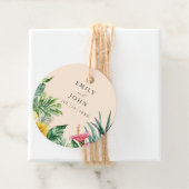 Perzik Waterverf Tropische Bloemen bruiloft Dank u Bedankjes Labels (In situ)