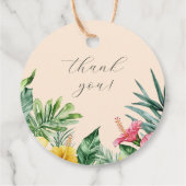 Perzik Waterverf Tropische Bloemen bruiloft Dank u Bedankjes Labels (Achterkant)