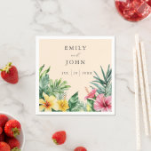 Perzik Waterverf Tropische bloemen bruiloft Servet (Insitu)