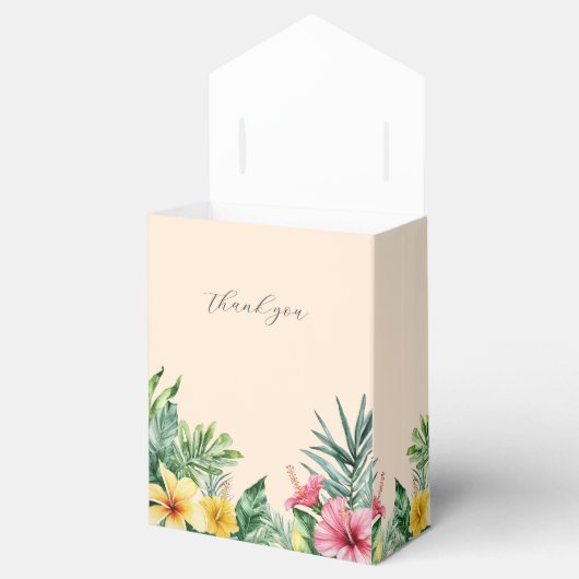 Perzik Waterverf Tropische Bloemen Huwelijk Bedankdoosjes (Geopend)
