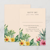 Perzik Waterverf Tropische Bloemen Wedding RSVP (Voorkant / Achterkant)
