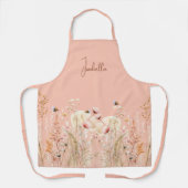 Perzik waterverf wilde bloemen roze boho schort (Voorkant)