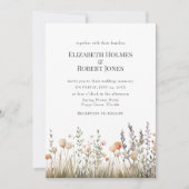 Perzik Waterverf Wildflower bruiloft uitnodiging (Voorkant)