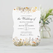 Perzik Waterverf Wildflower Meadow Bruiloft Uitnod Kaart (Staand voorkant)