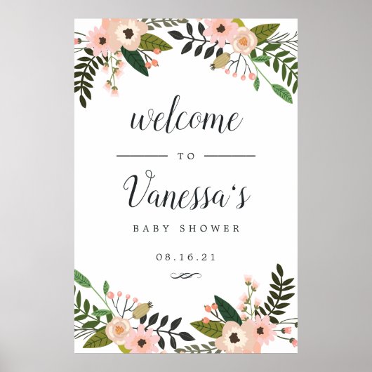 Perzik weide bruids- of babyshower welkomstbord poster (Voorkant)