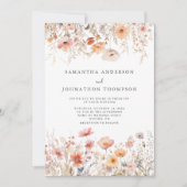 Perzik Wildbloem Bloemen Bruiloft Uitnodiging (Voorkant)