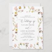 Perzik Wildbloem Bloemen Kalligrafie Bruiloft Kaart (Voorkant)