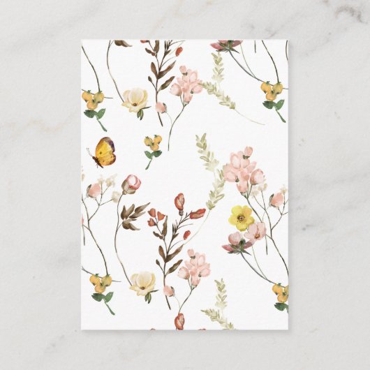 Perzik Wildbloem Bloemen Kalligrafie Details Informatiekaartje (Achterkant)