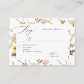 Perzik Wildbloem Bloemenkalligrafie Bruiloft RSVP Informatiekaartje (Voorkant)
