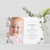 Perzik Wildbloem Kalligrafie Birthday Party Kaart (Staand voorkant)